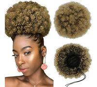 Peluca sintética afro abombada con cordón para cola de caballo corta, rizada, moño rizado, dona, moño, extensiones de cola de caballo, tamaño grande