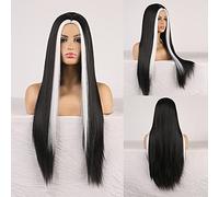 Peluca Sintética Afro Rizada Rizada Color Naranja Onda Natural Peluca Larga Para Mujeres Blancas Negras Pelo De Fibra De Alta Temperatura Pelucas Grises Para Mujeres (Color: Negro Blanco, Longitud Es