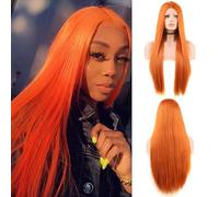 Peluca Sintética Afro Rizado Rizado Color Naranja Onda Natural Peluca Larga Para Mujeres Blancas Negras Pelo De Fibra De Alta Temperatura Pelucas Grises Para Mujeres (Color: Blanco, Longitud Estirada