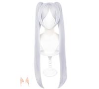 Peluca Sintética Blanca de Doble Coleta Larga OSIAS para el Cosplay de Frieren