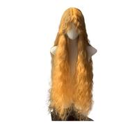Peluca sintética con mecanismo de rollo lana esponjosa for mujer, color amarillo dorado, cubierta pelo súper largo Retro, 1 ud