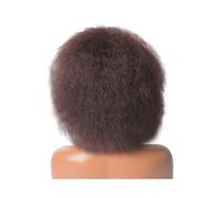 Peluca sintética corta de 6 pulgadas, rizada, recta, resistente al calor, for mujeres africanas, estilo afro.(Chocolate Brown)