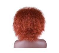 Peluca sintética corta de 6 pulgadas, rizada, recta, resistente al calor, for mujeres africanas, estilo afro. Adorno de pelo para mujer(Orange)
