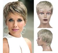 Peluca sintética corta y recta con flequillo para mujer, resistente al calor, color negro, marrón, rubio, naranja, pelucas naturales - PX8-4I27I613-4 pulgadas - 1 pieza