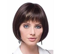 Peluca sintética corta y recta para mujer, color marrón dorado con corte de pelo rubio Bob, peluca de carnaval, peluca de disfraz de Halloween