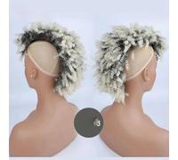 Peluca sintética de alta soplo afro rizado corto parte media clip en postizo un paquete de extensiones de cabello 3.17 oz/pieza negro-4 613-10 pulgadas-1 PC