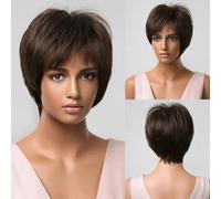 Peluca sintética de corte pixie corto rubio para mujer, pelucas rubias platino ombré con flequillo, cabello resistente al calor para uso diario o para fiestas, LC2020-2