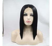 Peluca sintética de encaje frontal para mujer, lacia, color marrón oscuro, negro, línea capilar natural, corte de pelo Bob, peluca de disfraz