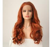 Peluca sintética de encaje frontal para mujer, larga, ondulada, color marrón claro, línea capilar natural, peluca de disfraz