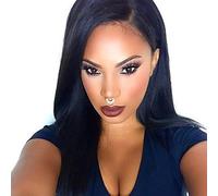 Peluca sintética de encaje frontal para mujer, larga y recta, color negro, marrón claro, negro oscuro, marrón oscuro, marrón medio, peluca natural para disfraz