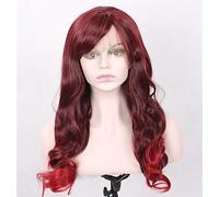 Peluca sintética de encaje frontal para mujer, ondulada, color rojo, natural, peluca de disfraz
