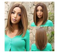 Peluca Sintética De Pelo Natural For Mujer, Corto Liso Bob, Parte Media, Resistente Al Calor, For Uso Diario, Cosplay FáCil De Llevar(LC2022-1)