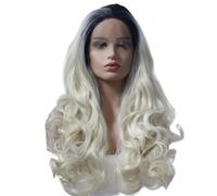 Peluca sintética del frente del cordón de las raíces negras a rubia for las mujeres, peluca sintética de la onda del cuerpo for el uso diario Wiglets(20inch)