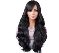 Peluca Sintética Flequillo Cabello largo y rizado Moda europea y americana Ondas grandes Tocados largos for mujer peluca cosplay