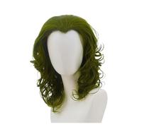 Peluca sintética for hombre, casco de Cosplay del pelo rizado medio-largo, verde, película Joker, 1 ud