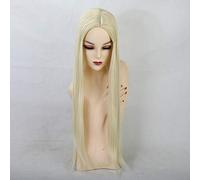 Peluca sintética GHK Pelucas rubias largas y rectas para mujer Cosplay Pelucas naturales Oro claro Parte media Pelucas de fibra resistente al calor