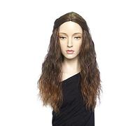 Peluca sintética larga de onda profunda marrón natural para mujer