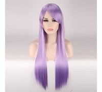 Peluca sintética larga y recta para mujer, peluca de cosplay de color morado