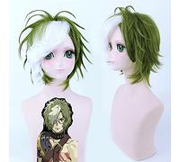 Peluca Sintética Mullida Corta Verde Mezcla Blanca Kabaneri De La Fortaleza De Hierro Ikoma Peluca De Cosplay Fibra Resistente Al Calor