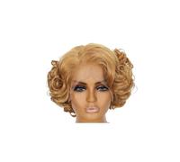 Peluca sintética ondulada corta y rizada de 10 pulgadas para mujer, aspecto natural, pieza en T, reemplazo de cabello frontal de encaje para uso diario (rubio hondo)