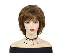 Peluca sintética ondulada y rizada con flequillo, color rubio miel, mezcla de castaño, for mujer, for uso diario, informal, for damas, cabello falso Adorno de pelo para mujer