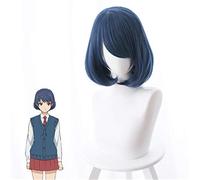 Peluca sintética para amantes del hogar Tachibana Rui Hina Tachibana, color marrón y azul oscuro, peluca corta de onda natural Bob Lolita para cosplay KUZ482
