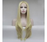 Peluca sintética para mujer, color rubio claro, peluca natural para disfraz
