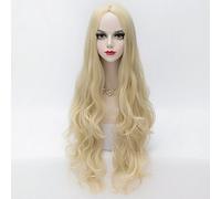 Peluca sintética para mujer, muy larga, ondulada, rubia, raya en el medio, peluca de Halloween, peluca de carnaval, peluca de disfraz