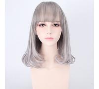 Peluca sintética para mujer, ondulada natural, color gris, peluca de disfraz