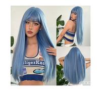 Peluca Sintética Peluca Natural resistente al calor, pelucas sintéticas largas y sedosas rectas con flequillo, pelucas de pelo negro for fiesta de Cosplay, pelucas de pelo Lolita for mujer peluca cosp