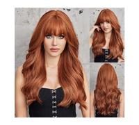 Peluca Sintética Peluca resistente al calor de color marrón claro a rubio, pelucas sintéticas ombré, peluca de pelo Natural largo ondulado con flequillo for mujer, fiesta de Cosplay peluca cosplay(Col