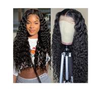Peluca Sintética Pelucas con cierre de encaje de onda profunda 5X5 Cabello humano peruano 14-40 pulgadas Sin cola Pre arrancado con cabello de bebé Pelucas de encaje transparentes rizadas profundas fo