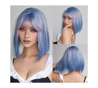 Peluca Sintética Pelucas sintéticas rubias cortas rizadas Bob con flequillo Platium Golden pelucas de Cosplay de Lolita for mujeres fiesta diaria Cosplay resistente al calor peluca cosplay(Color:WL113