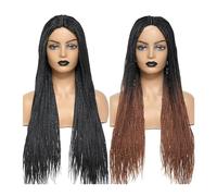 Peluca Sintética Perruque Tresses Africaines femmes Box Crochet trenzas y pelucas Perruque hecho a mano trenzado pelo sintético trenzas y pelucas peluca cosplay(Color:1B 30 Color)