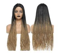 Peluca Sintética Perruque Tresses Africaines femmes Box Crochet trenzas y pelucas Perruque hecho a mano trenzado pelo sintético trenzas y pelucas peluca cosplay(Color:1B 27 Color)