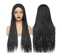 Peluca Sintética Perruque Tresses Africaines femmes Box Crochet trenzas y pelucas Perruque hecho a mano trenzado pelo sintético trenzas y pelucas peluca cosplay(Color:1B Color)