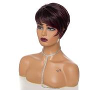 Peluca Sintética Recta Mezclada Estilo Bobo Pelucas Cortas Para Mujeres Negras Pelo Resistente Al Calor Natural Libre Redecilla Pelucas Grises Para Mujeres (T1B/Borgoña 1 Pieza)
