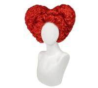 Peluca sintética rizada de 10 pulgadas con forma de corazón de Reina Roja for disfraz de mujer for Halloween, Navidad, escuela y Acción de Gracias. Adorno de pelo para mujer