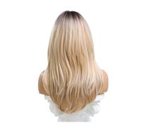 Peluca sintética rubia ombré con flequillo for mujer, pelucas en capas naturales for fiesta diaria, pelo falso, raíz oscura, resistente al calor, 1 ud