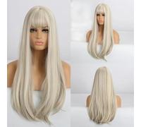 Peluca sintética rubia ombre marrón pelo largo ondulado sin flequillo para mujeres resistente al calor Daliy Cosplay Party Use-BL16906-26inches-1 PC