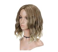 Peluca SintéTicas Rubio Mezcla Marrón Onda Hombro Longitud Peluca Con Flequillo Para Mujeres Blancas Bob Peluca Pelo Sintético Corto Para Uso En Fiestas Pelucas Disfraz uso Diario