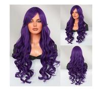 Peluca sirena vestir pelo largo y rizado azul hielo gradiente sirena Cosplay peluca(Mermaid dark night purple)