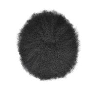 Peluca, Sistema de cabello afro rizado for hombre, base de PU con reemplazo de cabello humano Remy, Cabello de tupé(6mm)
