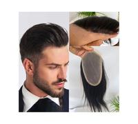 peluca Sistema de reemplazo cabello humano 25 cm largo, 11,4 x 18, con encaje frontal suizo y tupé poliuretano for hombre peluca de hombre