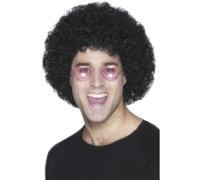 Peluca Smiffys Afro Negra Nylon Para Disfraz Retro Disco 1970s 42033 Adultos