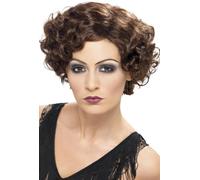 Peluca Smiffys Flapper 20s Rizada Corta Marrón Dama Malla Nylon