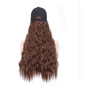 Peluca Sombreros de peluca ondulados for mujer, gorra de béisbol de onda larga sintética de seda de alta temperatura con accesorios for el cabello ondulado, pelucas de fiesta, color marrón y negro Muj