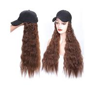 Peluca Sombreros de peluca ondulados for mujer, gorra de béisbol de onda larga sintética de seda de alta temperatura con peluca de accesorios for el cabello ondulado Mujer