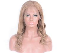 Peluca Tejida A Mano Cabello Real Peluca Completa De Encaje Tocados Cabello Largo Y Rizado Temperamento Ondulado Amarillo (Tamaño: 26") (10)
