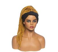 Peluca Trenza, Peluca Trenzas Africanas, Peluca Trenzas Negra, Peluca Trenzas Africanas Rubia, Peluca Con Cola De Caballo, Pelucas Con Rastas 2 En 1 Con Turbante, Diadema Adjunta Sintética (3 Colore